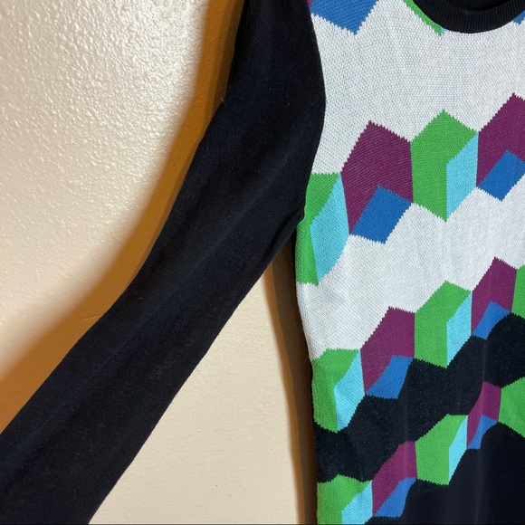 Tibi Geometric Pattern Long Sleeve Knit Sweater Dress Size XS - Picture 4 of 6